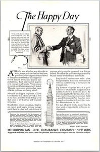 PRINT AD 1928 Metropolitan Life Insurance James Montgomery Flagg Art 6.75 x 10 - Foto 1 di 3