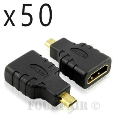 50pcs Micro HDMI Male to HDMI Female Adapter Converter GoPro Hero Black 5 6 7 8 - Image 1 of 3