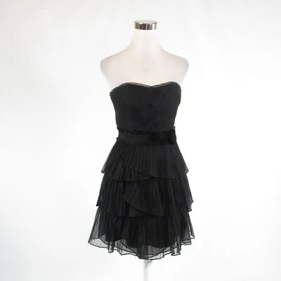 黑色 100% 真丝 WHITE HOUSE 黑色市场无袖层叠连衣裙 00 — 第 1/4 张图片