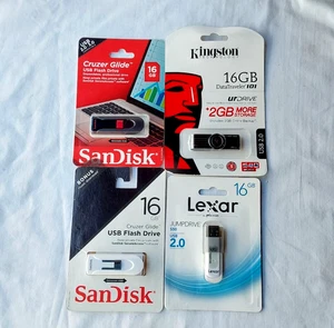 Vintage Kingston - Lexar- ScanDi 16 GB Data Traveler USB Flash drive- set of 4 - Afbeelding 1 van 9