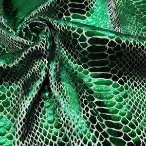 Emerald Green Metallic Exotic Dragon Scales Foil on Olive Green Crushed Ice V - Picture 1 of 10