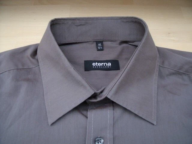 Camicia ETERNA CLASSIC FIT 42 Marrone Scuro-Kiwi Lucido Mélange #EG217 - Immagine 1 di 1