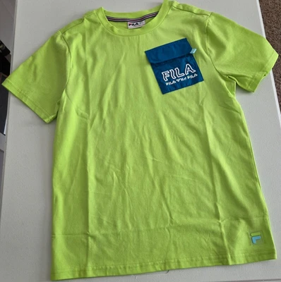 Boys Youth FILA Logo T-shirt Size L (12-14) Green w/ Blue Pocket Logo NWOT - Image 1 of 4