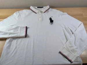 Polo Ralph Lauren Shirt Mens 2XL White Big Pony Logo Long Sleeve Knit Pique - Picture 1 of 6