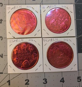 Vintage KREWE OF ATLAS Aluminium Karneval Doubloon x4: 1980 81 83 85 (rot) #MDG - Bild 1 von 9