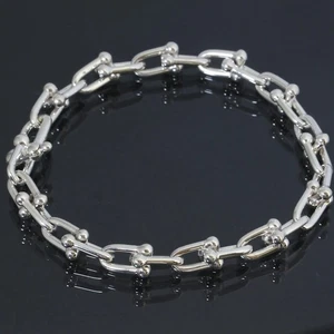 Auténtica pulsera de eslabones pequeños rígidos de plata de ley 925 7,3 pulgadas de Tiffany & Co. - Imagen 1 de 6
