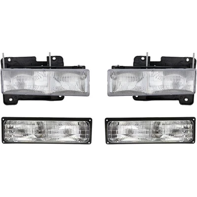Kit de faróis para 1990-1993 Chevrolet C1500 motorista e passageiro lateral com lâmpadas - Imagem 1 de 4