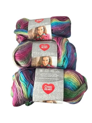 3 Red Heart BOUTIQUE TREASURE Yarn STAINED GLASS Magenta Purple Blue Green Lot - Image 1 of 4