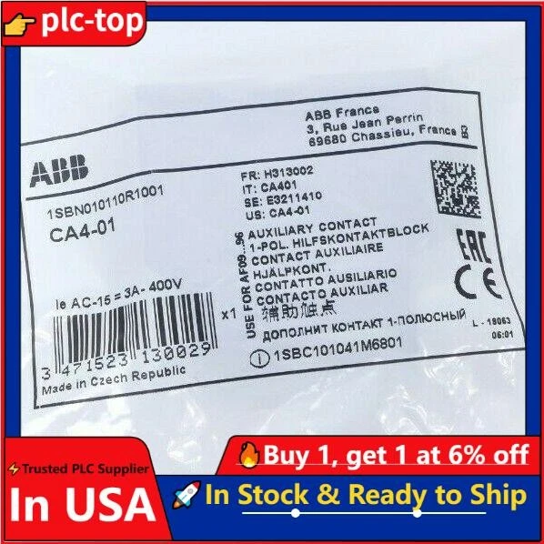 1Pc ABB CA4-01 auxiliary switch block | 1SBN010110R1001- - Image 1 of 1