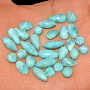 30 Pcs 88 Cts Natural Blue Larimar Cabochon Loose Gemstone Lot 16x5 5x5mm #15589 - Picture 1 of 6