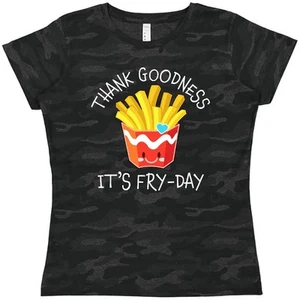 Inktastic Thank Goodness Its Fry-day- French Fries Women's T-Shirt Humor Friday - Picture 1 of 2