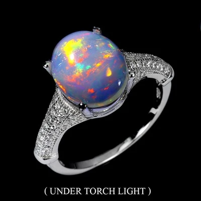 Anillo de plata de ley 925 ovalado ópalo de fuego 11x9 mm piedras preciosas naturales joyería tamaño 7 Foto 1 de 4