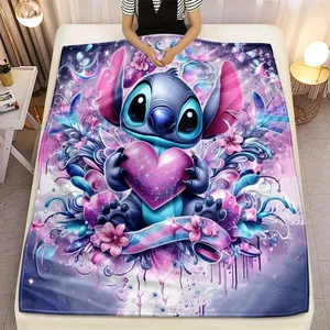 Lilo & Stitch Flanell Sofa Decke Weich Warm Überwurf Camping Büro Schlafzimmer - Bild 1 von 12