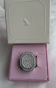 Swarovski Ring  Rohodium Silver Tone Shine Crystal Size 55 New unisex - Picture 1 of 6