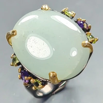 Jewellery 24 ct+ Natural Aquamarine Ring 925 Sterling Silver Size 7 /R440214 - Image 1 of 4