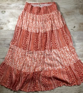 Maxi Falda Kings Road Naranja Floral Boho Gitana Hippie Mujer Mediana - Imagen 1 de 5