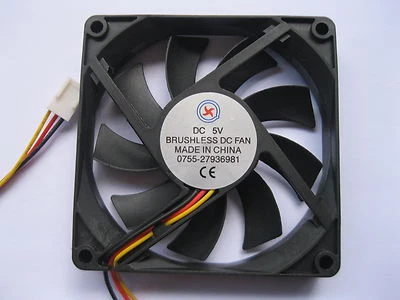 2 pcs Brushless DC Cooling Fan 9 Blade 5V 8015S 3 Wire Sleeve Bearing 80x80x15mm - Image 1 of 2