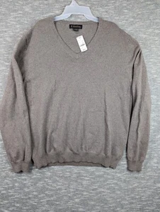BROOKS BROTHERS extrafeiner italienischer Pullover aus Merinowolle mit V-Ausschnitt braun Herren XL  - Bild 1 von 6