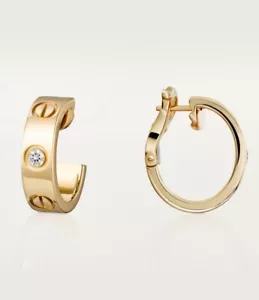 Cartier Love Earrings 2 Diamonds 18k Yellow Gold - Picture 1 of 11