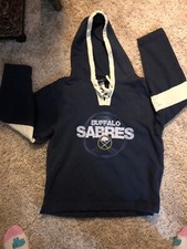 GIRLS GENTLY WORN GREY OLD TIME HOCKEY BUFFALO SABRES SWEATSHIRT LARGE