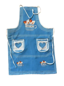 Grembiule stile vintage gatti country gattini blu misto cotone SPEDIZIONE GRATUITA - Foto 1 di 10