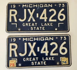 Pair of 1973 Michigan License Plates RJX 426 - Picture 1 of 1
