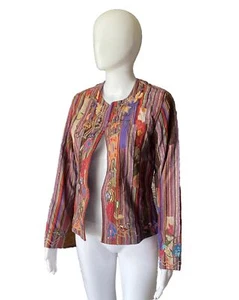 VTG Chicos 1 Jacket Medium Lightweight Open Statement Colorful Embroidery Size 0 - Picture 1 of 20