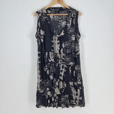 Flower womens dress size 14 black floral shift sleeveless round neck 049009 - Image 1 of 4
