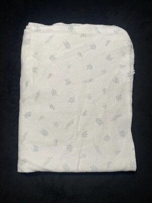 Carters Baby Blanket Blue Fern Leaves Soft White Flannel Receiving Swaddle Lovey - Image 1 of 4