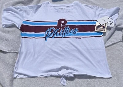 Camiseta para mujer Philadelphia Phillies WEAR by Erin Andrews blanca con corbata delantera XXL Foto 1 de 4