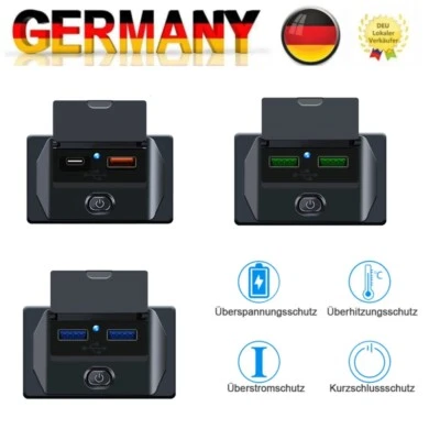 12V/24V Auto USB Ladegerät Buchse Einbau Steckdose mit Schalter für Wohnwage KFZ - Bild 1 von 4