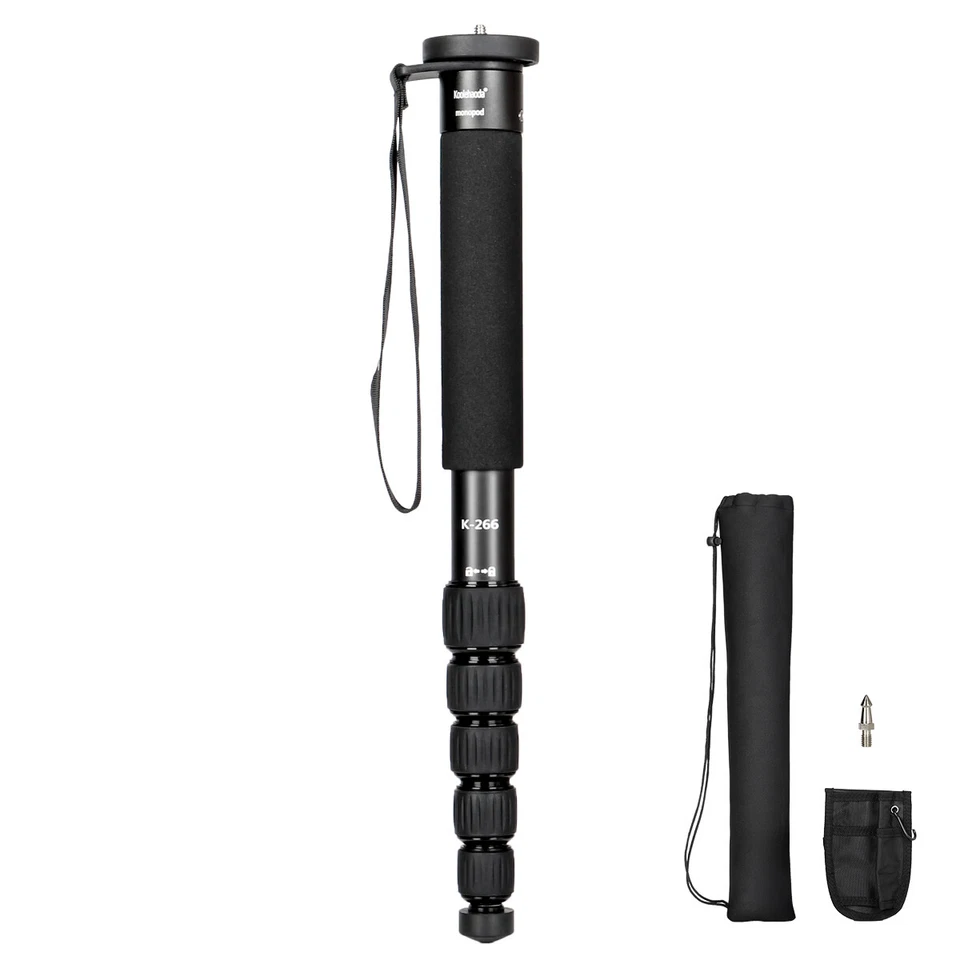 Camera Monopod Compact Portable Unipod Stand Aluminum Alloy 6-Section - Black - Image 1 of 4