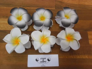 Frangipani Hair Claw clips x 6 pcs (7cm diameter) black & white - Picture 1 of 7