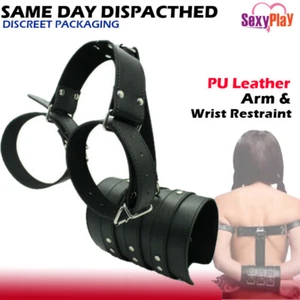BDSM Handcuffs Arm Back Bondage Kit Wrist Restraint Fetish Adjustable Sex Toy - Picture 1 of 8