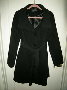 Adler Collection Girl's Size Large Black Long Peacoat, Belted, Pockets, EUC! - Picture 1 of 4