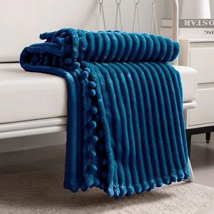 Fleece Blanket Throw Size – 51x63 Blue – Soft Plush Fluffy Fuzzy Warm Cozy – ... - Picture 1 of 6