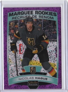 19/20 O-Pee-Chee platino violeta píxeles #192 Nicolas Hague Golden Knights/399 - Imagen 1 de 2
