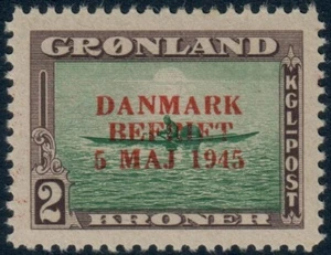 GROENLANDIA. #26. 1945. DANMARK FRIET. 2 Kr Esquimal en Kayak. VF como nuevo (PK2249) - Imagen 1 de 2