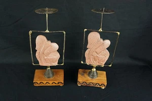 Par de candelabros vintage tallados de piedra de jabón animal elefante Kenia [Y8-W7-A9] - Imagen 1 de 11