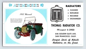 Ad Blotter California San Francisco 1940s Thomas Radiator 1912 Maxwell Auto - Picture 1 of 1