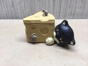 Figi Graphics cute Cat Cheese & Mice Trinket Box - Picture 1 of 7