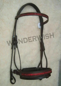 Crank / Swedish Leather Horse Bridle Crystal Browband & Noseband in 4 sizes. - Picture 1 of 3