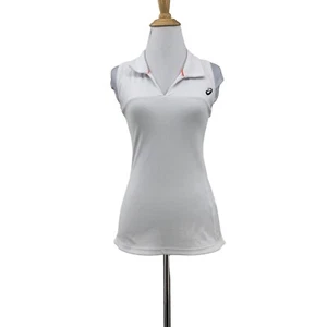 Asics Motion Dry Polo Tank Womens XS Extra Small White Tennis Stretch Shirt - Picture 1 of 13