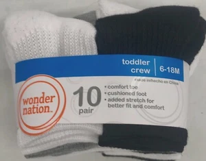 Wonder Nation Unisex Crew Socks, 10 Pack, 6-18 Months - Picture 1 of 2