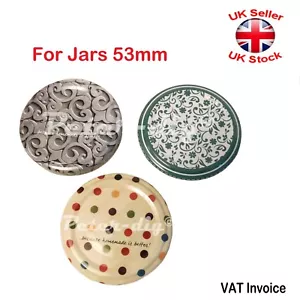 Neu Marmeladeglas Twist Off Kappe Kappen Deckel Deckel Farbe Mix Muster 53 mm - Bild 1 von 1
