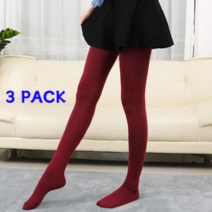 3x Calcetines Extra Largos Hasta el Muslo Algodón Bota Medias Para Niñas Mujeres Negro Rojo - Imagen 1 de 15