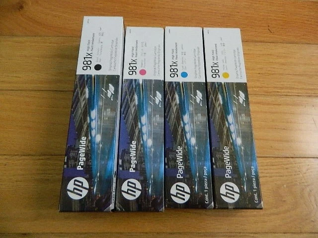 JUEGO ORIGINAL 2022 4 HP 981X CARTUCHO HIGH-YLD LOR09A-LOR12A PageWide 556 586 NUEVO Foto 1 de 1