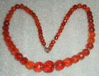fine antique faceted honey amber bead necklace with 10K gold clasp