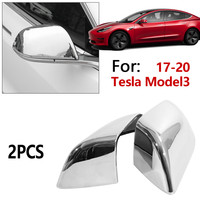 Chrome Side Door Mirror RearView Mirror Cover Trim For 17-20 Tesla Model 3