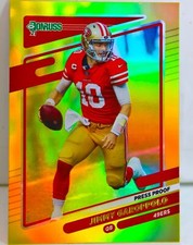 Jimmy Garoppolo 2021 Donruss Football Gold Holo Press Proof SP Refractor Card#53